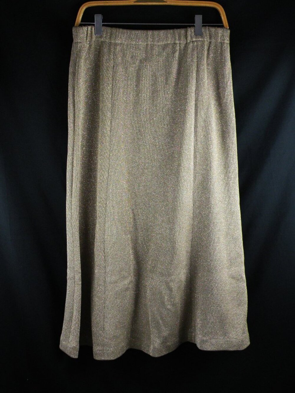 Donna Vinci Vintage Metallic Gold Knit Maxi Skirt - Size 10